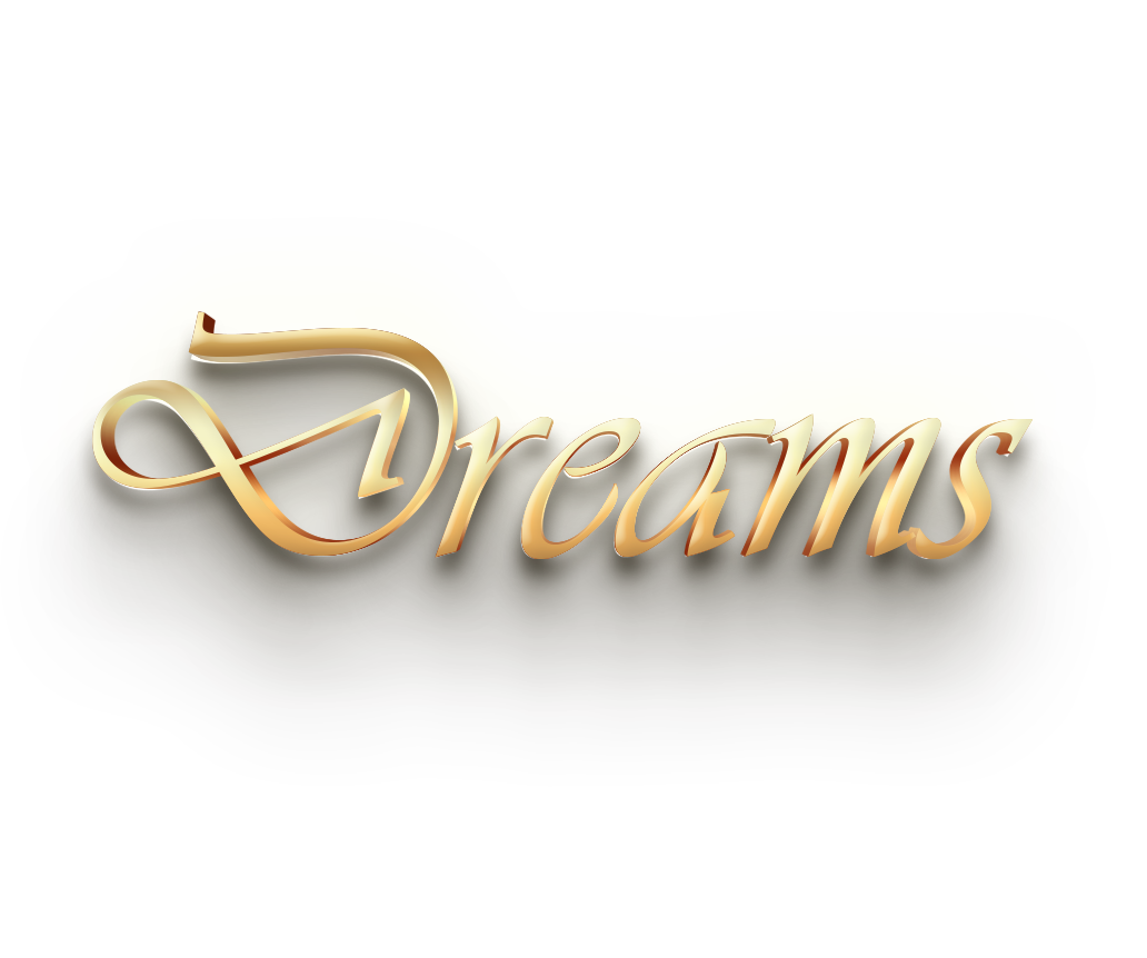 WORD DREAMS gold 3D text effects art typography PNG images free
